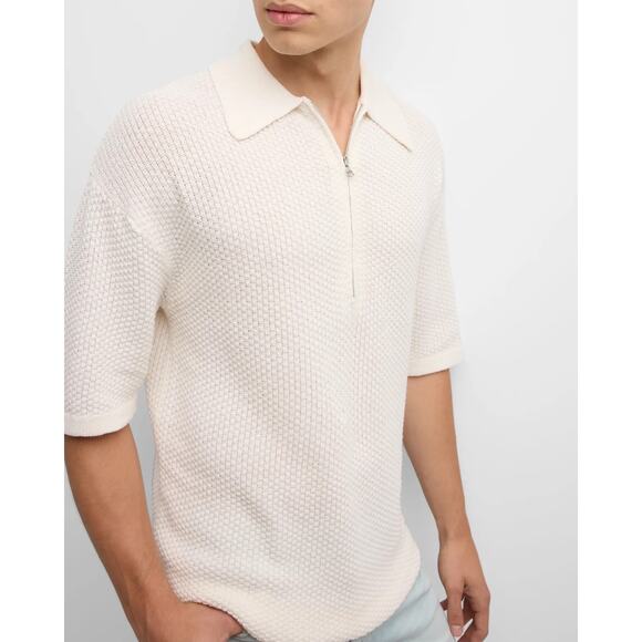SER.O.YA Archer Knit Zip Polo Men’s Oversized Ivory XL NWOT $198 - Picture 8 of 11